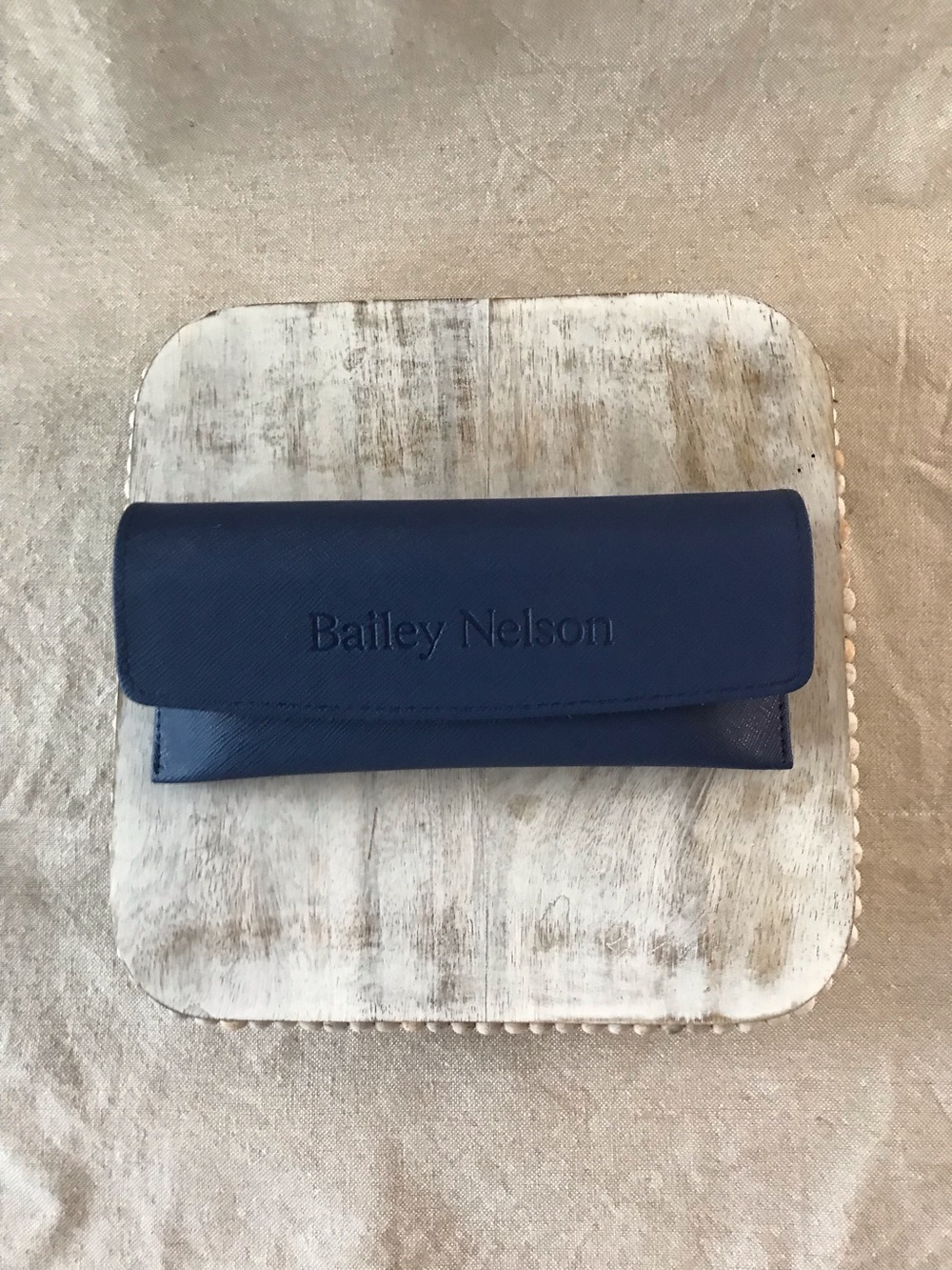 Bailey Nelson Navy Blue Collapsible Eyeglass Case EUC